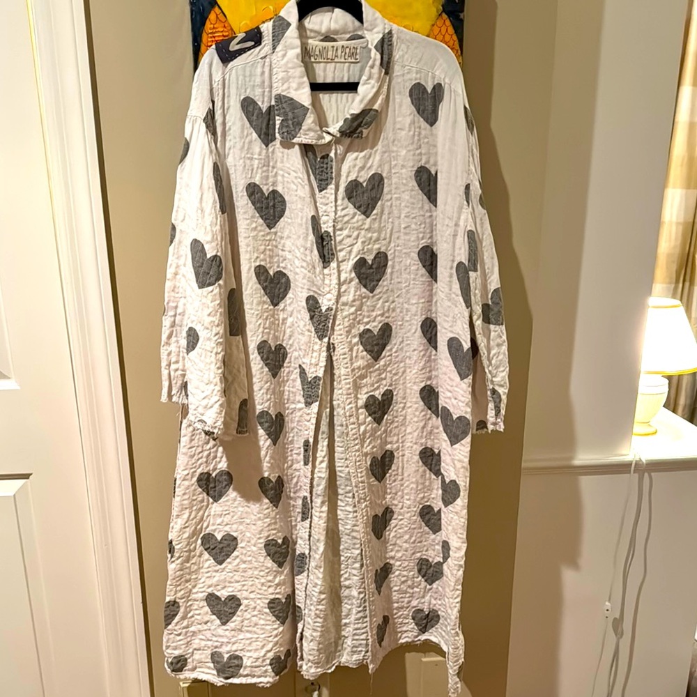 Magnolia Pearl Cream Long Heart-Print Jacket